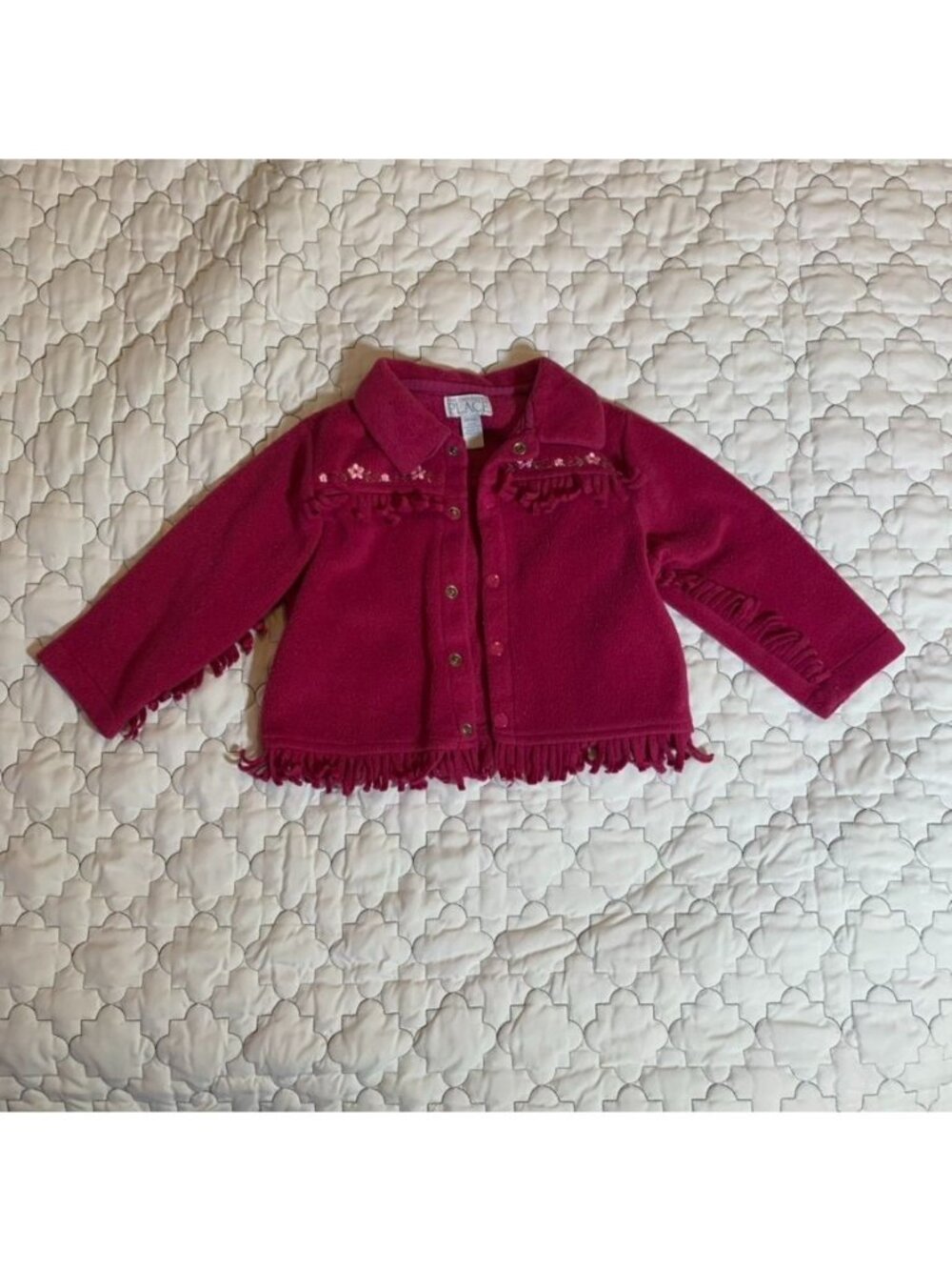 The Childrens Place Fleece Jacket Toddler Girls 24 Months Pink Western Fringe